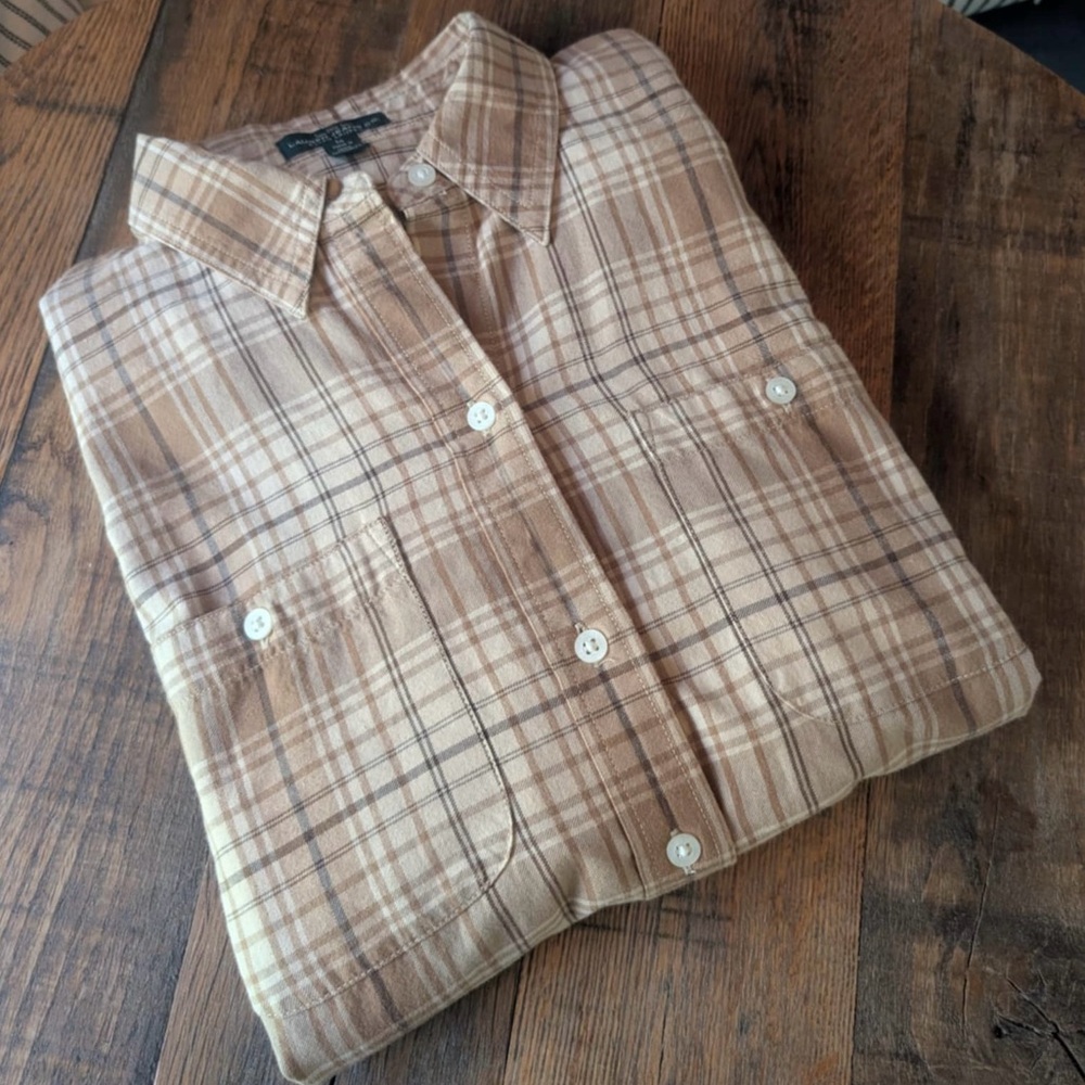 Ralph Lauren Tan Plaid Button Down Shirt